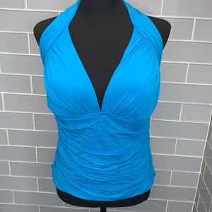 La Blanca Blue Tankini Swim Top Size 14